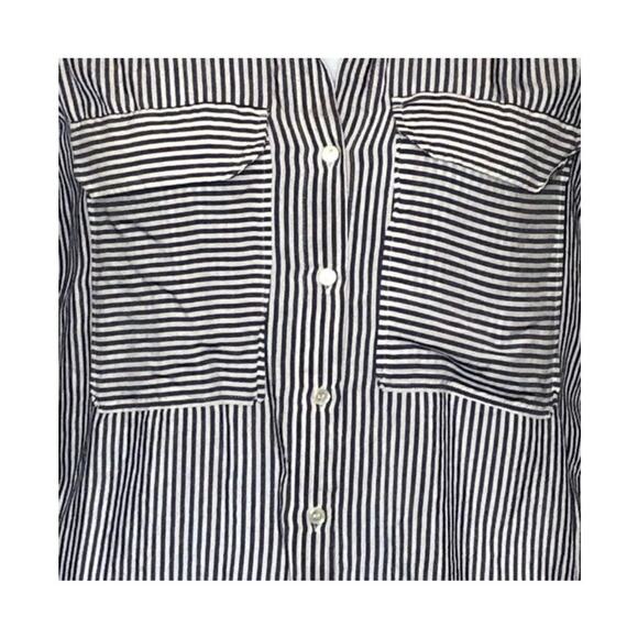 Zara Woman Button Down Blue Striped Lightweight Blouse Size XS - Picture 4 of 7